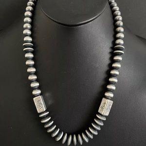 Sterling Silver 22 Inch Pearls W Kokopelli Barrel Bead Necklace.